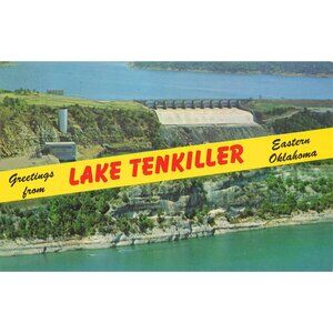 Postcard Greetings From Lake Tenkiller Eastern Oklahoma Vintage Chrome Unposted